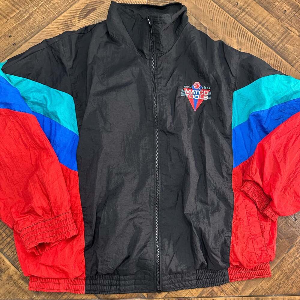 Vintage 90s Matco Tools Colorblock Nylon Windbreaker Jacket